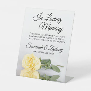 Elegant Yellow Rose Loving Memory Wedding Memorial Pedestal Sign