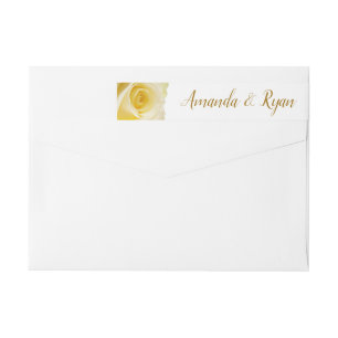 Elegant Yellow Rose Return Address Wrap Around Label