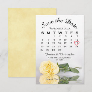 Elegant Yellow Rose Romantic Wedding Calendar Save The Date