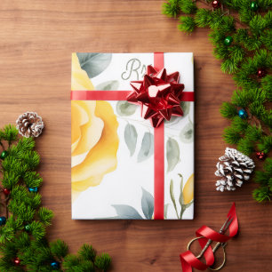 Elegant Yellow Roses and RX Symbol Wrapping Paper
