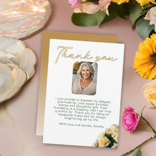 Elegant Yellow Roses Floral Birthday Photo Thank You Card