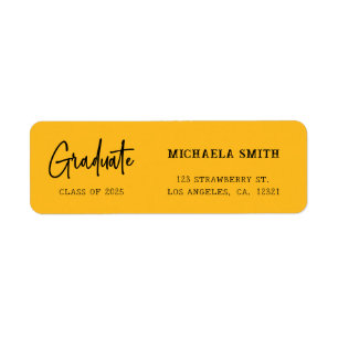 Elegant Yellow Script Graduation Return Address
