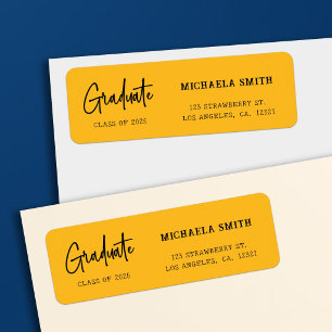 Elegant Yellow Script Graduation Return Address
