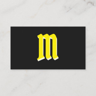 Elegant yellow shapes on black monogram 3d effect business card
