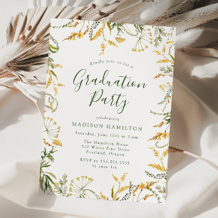 Elegant Yellow Spring Floral Graduation Party Invitation