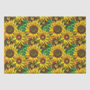 Elegant Yellow Sunflower Mosaic Glass Pattern Tissue Paper