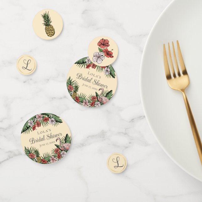 Elegant Yellow Tropical Bridal Shower Confetti (Group)