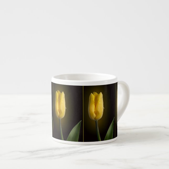 Elegant Yellow Tulip Espresso Cup (Front Right)