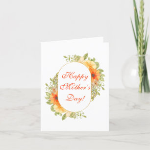 Elegant Yellow Watercolor Floral With Golden Frame Thank You Card