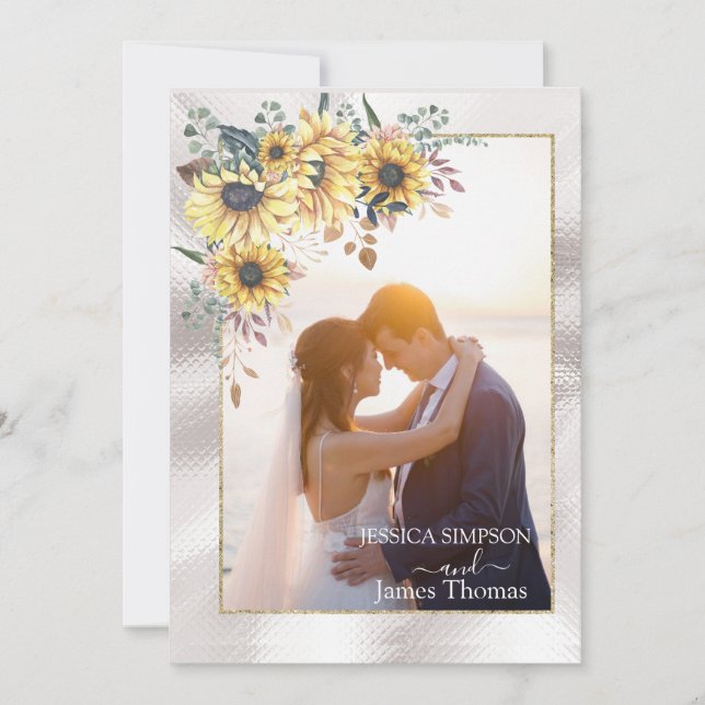 Elegant Yellow Watercolor  Sunflower Sunny  Invitation (Front)