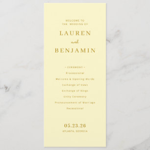 Elegant Yellow Wedding Ceremony Schedule Programme