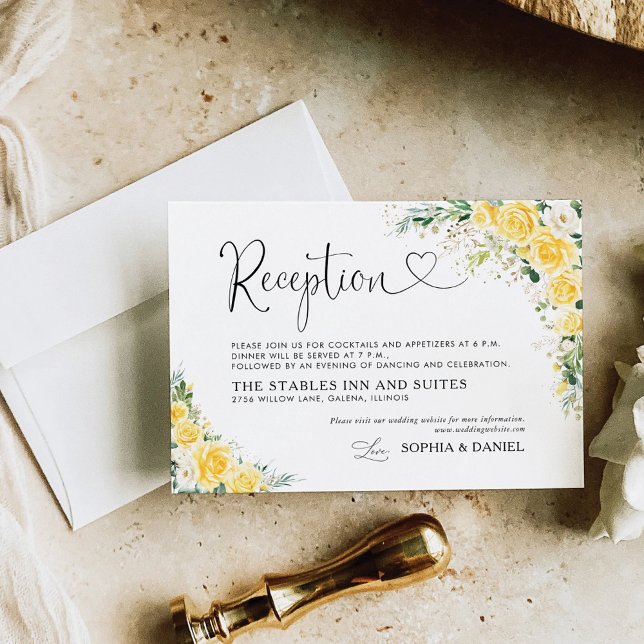 Elegant Yellow Wedding Reception Card (Creator Uploaded)