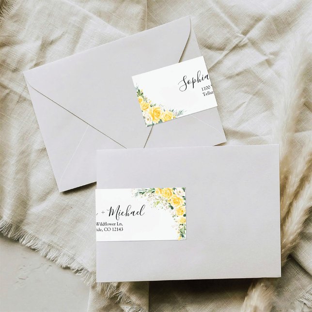 Elegant Yellow Wedding Return Address Label (Creator Uploaded)