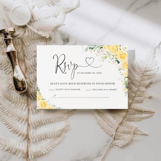 Elegant Yellow Wedding RSVP Card (Creator Uploaded)