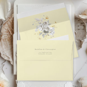 Elegant Yellow White Floral Wedding Invitation  Envelope