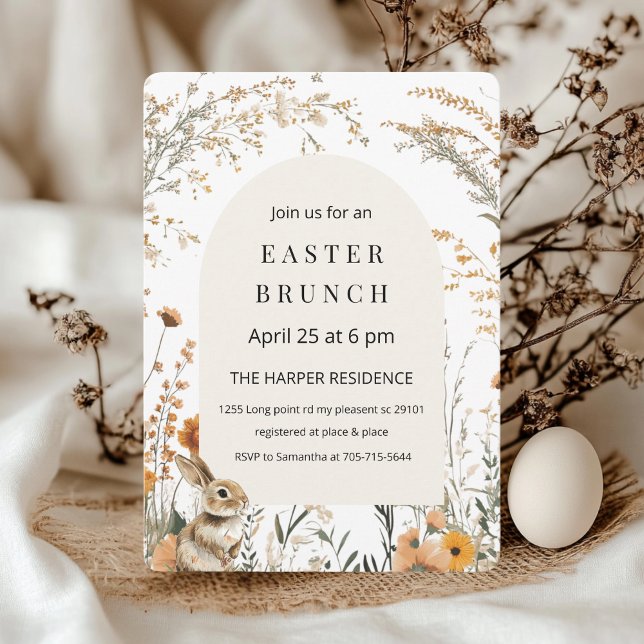 Elegant Yellow Wildflower Arch Easter Brunch  Invitation (Creator Uploaded)