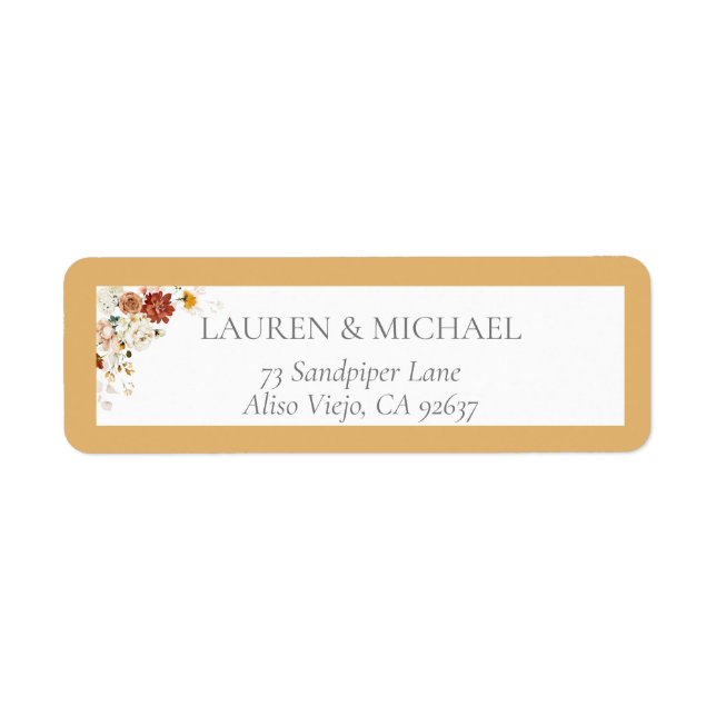 Elegant Yellow Wildflower Bridal Return Address (Front)