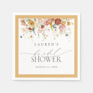Elegant Yellow Wildflower Bridal Shower Napkins