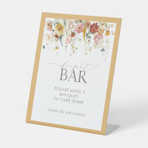 Elegant Yellow Wildflower Shower Bouquet Bar Pedestal Sign