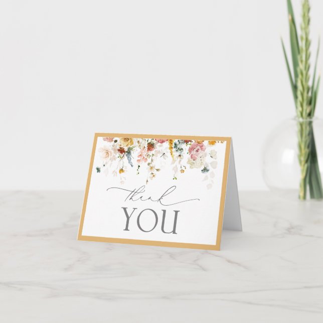 Elegant Yellow Wildflower Thank You Card (Front)