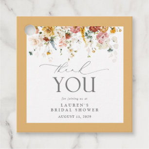 Elegant Yellow Wildflower Watercolor Bridal Shower Favour Tags