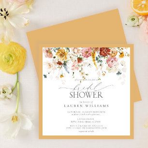 Elegant Yellow Wildflower Watercolor Bridal Shower Invitation