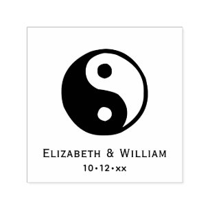 Elegant Yin Yang Symbol Love Wedding Names Date Self-inking Stamp