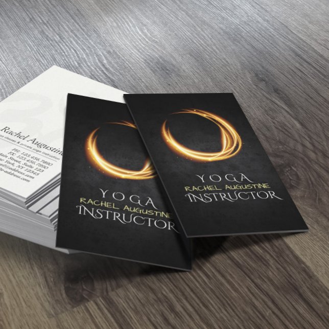 Elegant YOGA Black & Gold ZEN Symbol Glowing Light Business Card (Creator Uploaded)