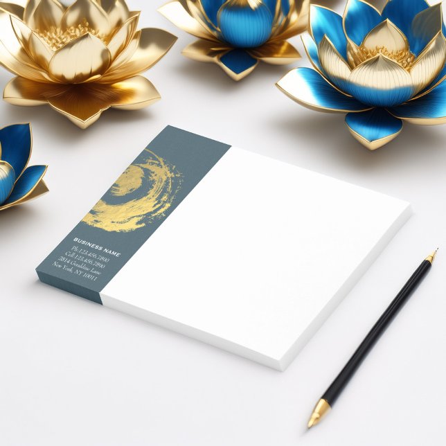 Elegant YOGA Blue & Gold ZEN Symbol Brushstrokes Post-it Notes (Creator Uploaded)