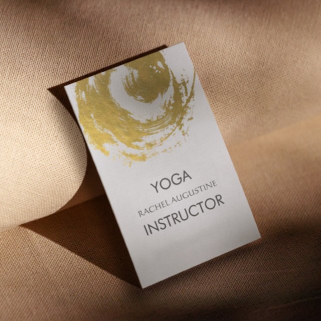 Elegant YOGA Gold Foil Brushstrokes ZEN Symbol Business Card (Creator Uploaded)