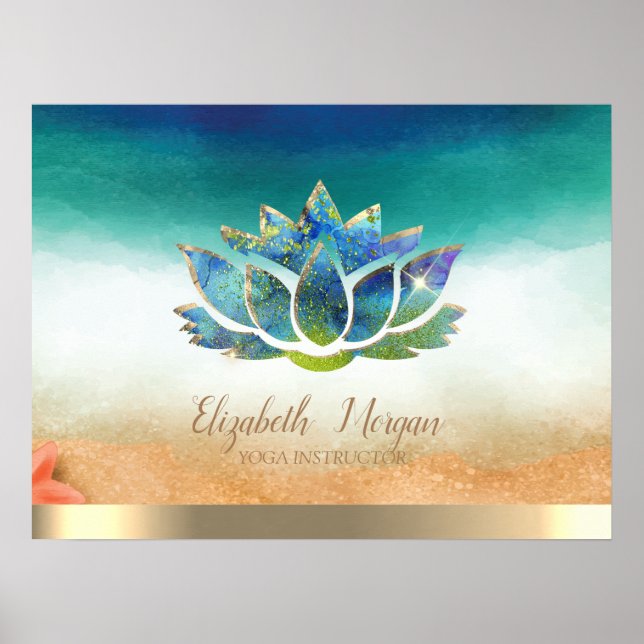 Elegant Yoga Instructor Blue Lotus    Poster (Front)