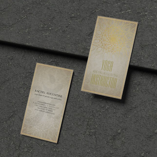 Elegant YOGA Instructor Floral Mandala & OM Symbol Business Card (Creator Uploaded)