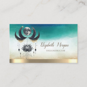 Elegant Yoga Instructor Lotus Moons Business Card