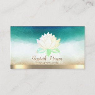 Elegant Yoga Instructor Lotus Watercolor Business Card