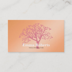Elegant Yoga Instructor Rose Gold Tree Business Card