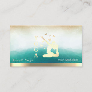 Elegant Yoga Instructor Women Silhouette Business Card