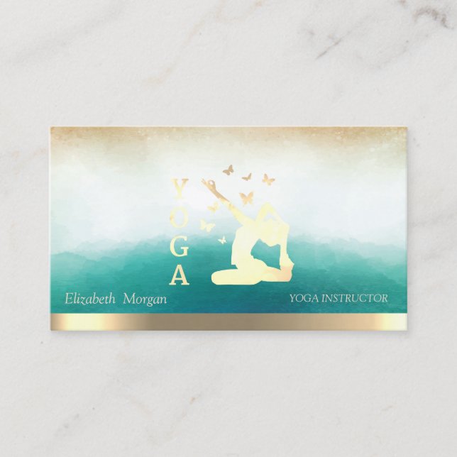 Elegant Yoga Instructor Women Silhouette Business Card (Front)