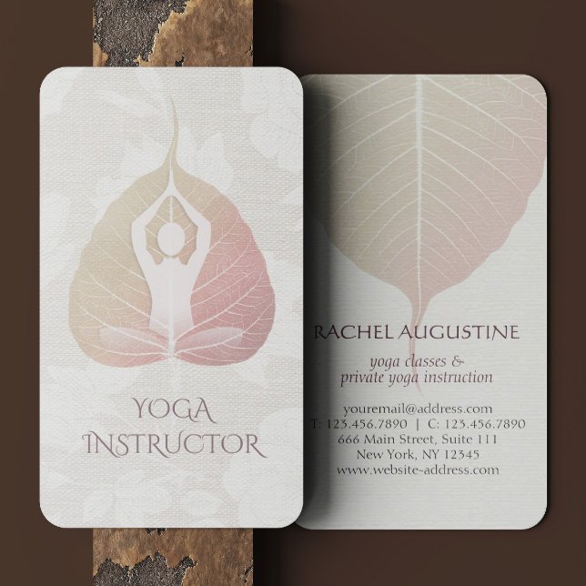 Elegant Yoga Meditation Posture with Bodhi Leaf Business Card (Creator Uploaded)