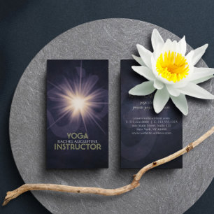 Elegant Yoga OM Symbol and Pure Light Dark Grunge Business Card