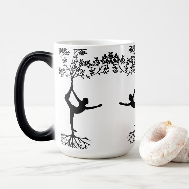 Elegant yoga pose on mug (With Donut)