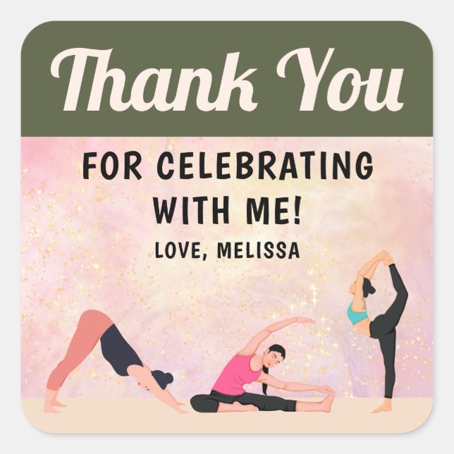 Elegant Yoga Studio Thank You Sticker (Front)