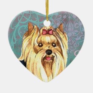 Elegant Yorkie Ceramic Tree Decoration