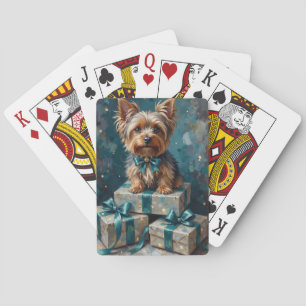 Elegant Yorkshire Terrier Dog Holiday Gift Stack Playing Cards