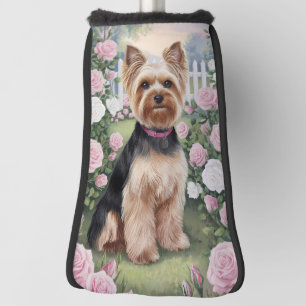 Elegant Yorkshire Terrier Rose Garden Painting Golf Head Cover