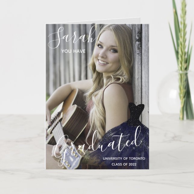 Elegant You Have Graduated Photo Collage Graduatio Card (Front)