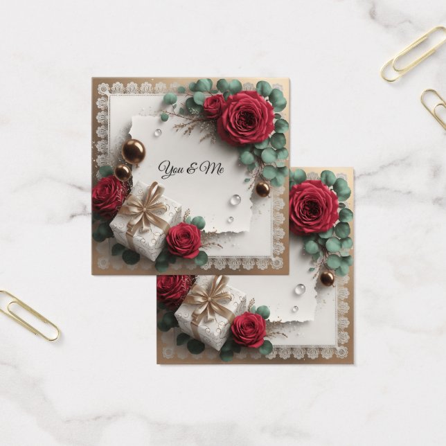 Elegant “You & Me” Gold Cursive Flat Greeting Card (Office)