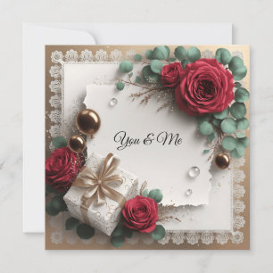 Elegant “You & Me” Gold Cursive Flat Greeting Card