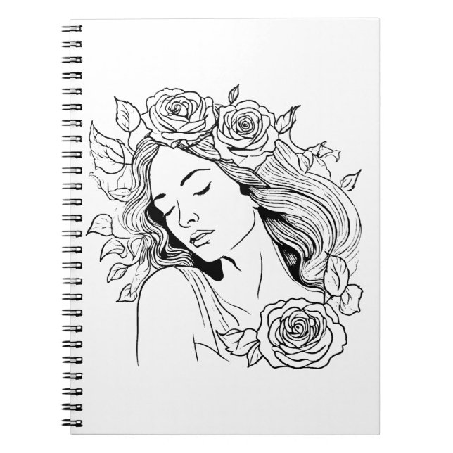 Elegant young lady woman abstract notebook  (Front)