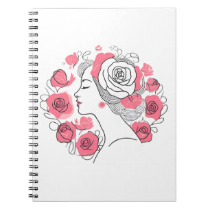 Elegant young lady woman abstract notebook pink