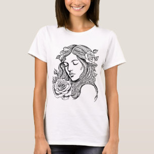 Elegant young lady woman abstract tshirt